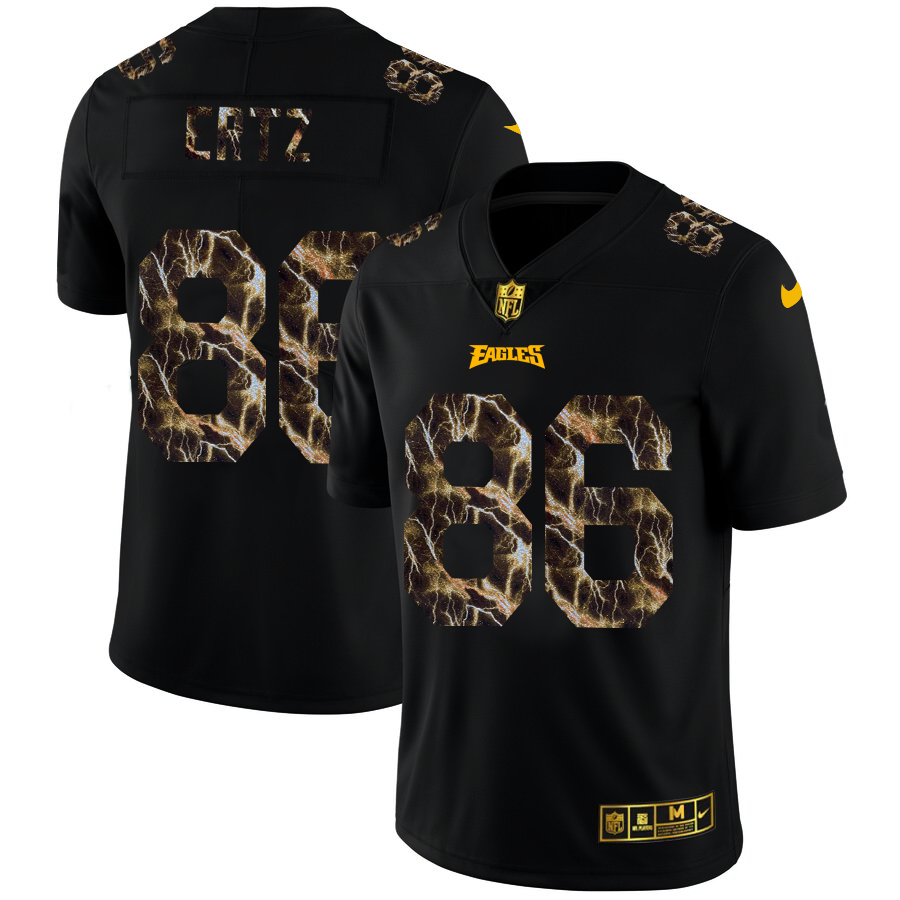 2020 Philadelphia Eagles #86 Zach Ertz Men Black Nike Flocked Lightning Vapor Limited NFL Jersey